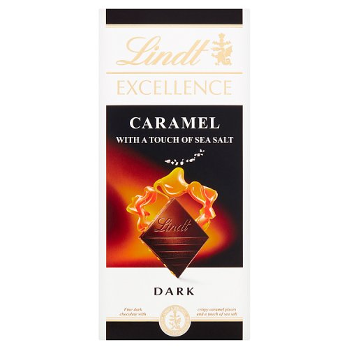 Lindt Excellence Dark Caramel & Sea Salt 100g pack shot