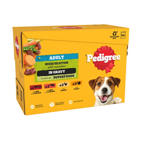 Pedigree Dog Pouches Mixed Selection In Gravy 12pk (12 x 100g) pack shot