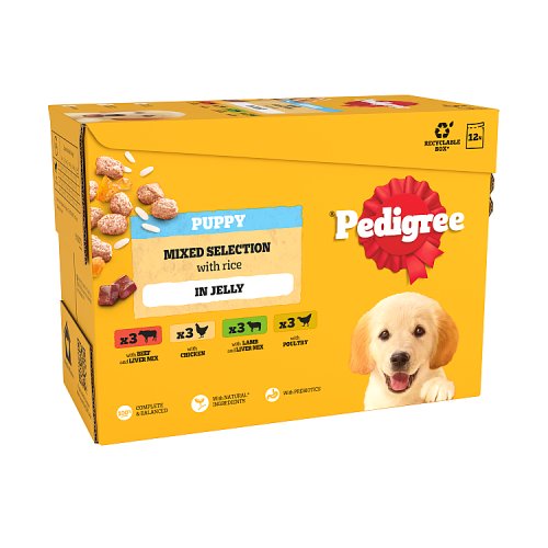 Pedigree Puppy Pouches Mixed Varieties In Jelly 12pk (12 x 100g) pack shot