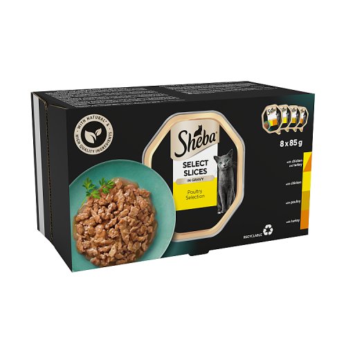 Sheba Select Slices Poultry Collection Gravy Trays (8 x 85g) pack shot