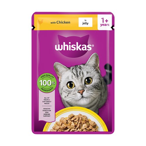Whiskas 1+ Cat Pouches Chicken in Jelly 85g pack shot