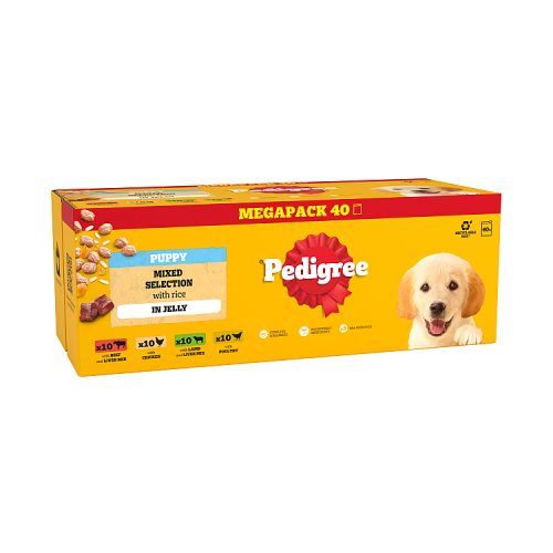 Pedigree Puppy Pouches Mixed Selection In Jelly (40 x 100g) pack shot