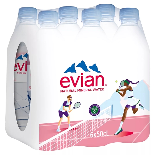 Evian Mineral Water 6pk (6 x 500ml) pack shot