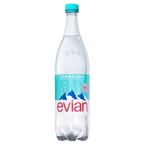 Evian Sparkling PET 1Ltr pack shot