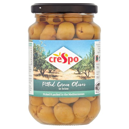 Crespo Pitted Green Olives In Brine 354g pack shot