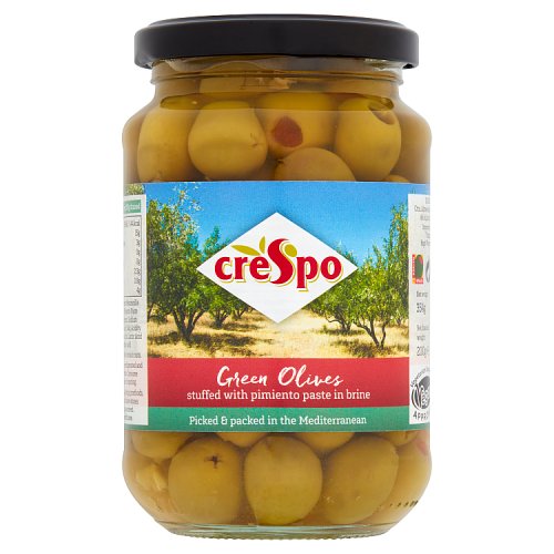 Crespo Green Olives Stuffed Pimiento 354g pack shot