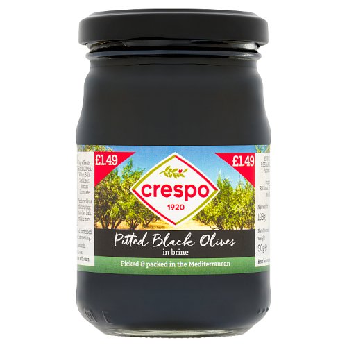 Crespo Pitted Black Olives PM 1.49 198g pack shot