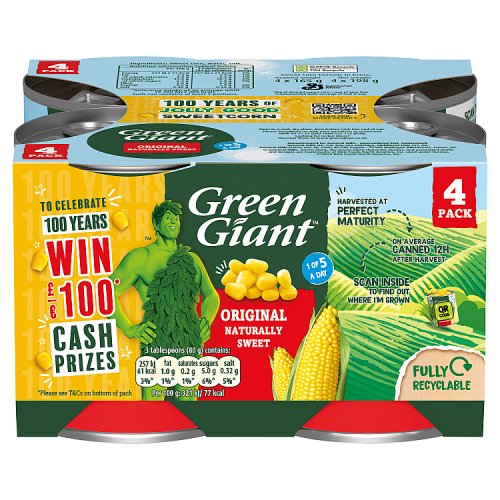 Green Giant Original Corn 4pk (4 x 198g) pack shot