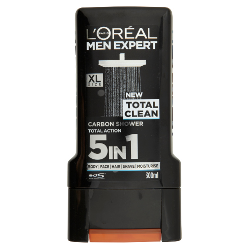 L'oreal Men Expert Shower Gel Total Clean 5in1 300ml pack shot