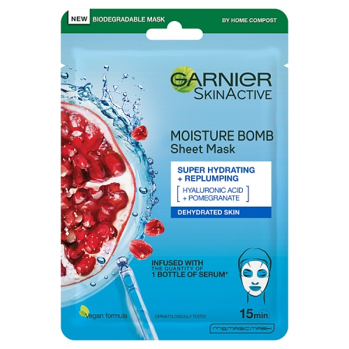 Garnier Moisture Bomb Pomegranate Face Sheet Mask 1s pack shot