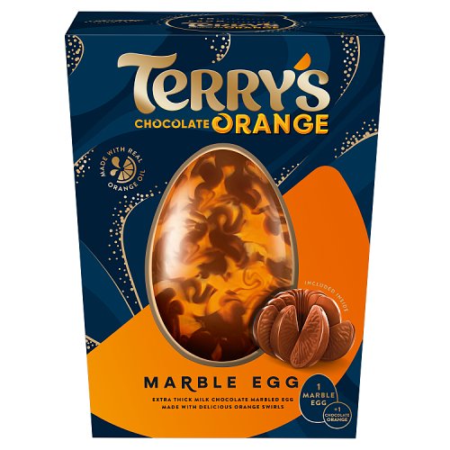 Terrys Chocolate Orange Milk Marble Egg With Chocolate Orange Ball 425g pack shot