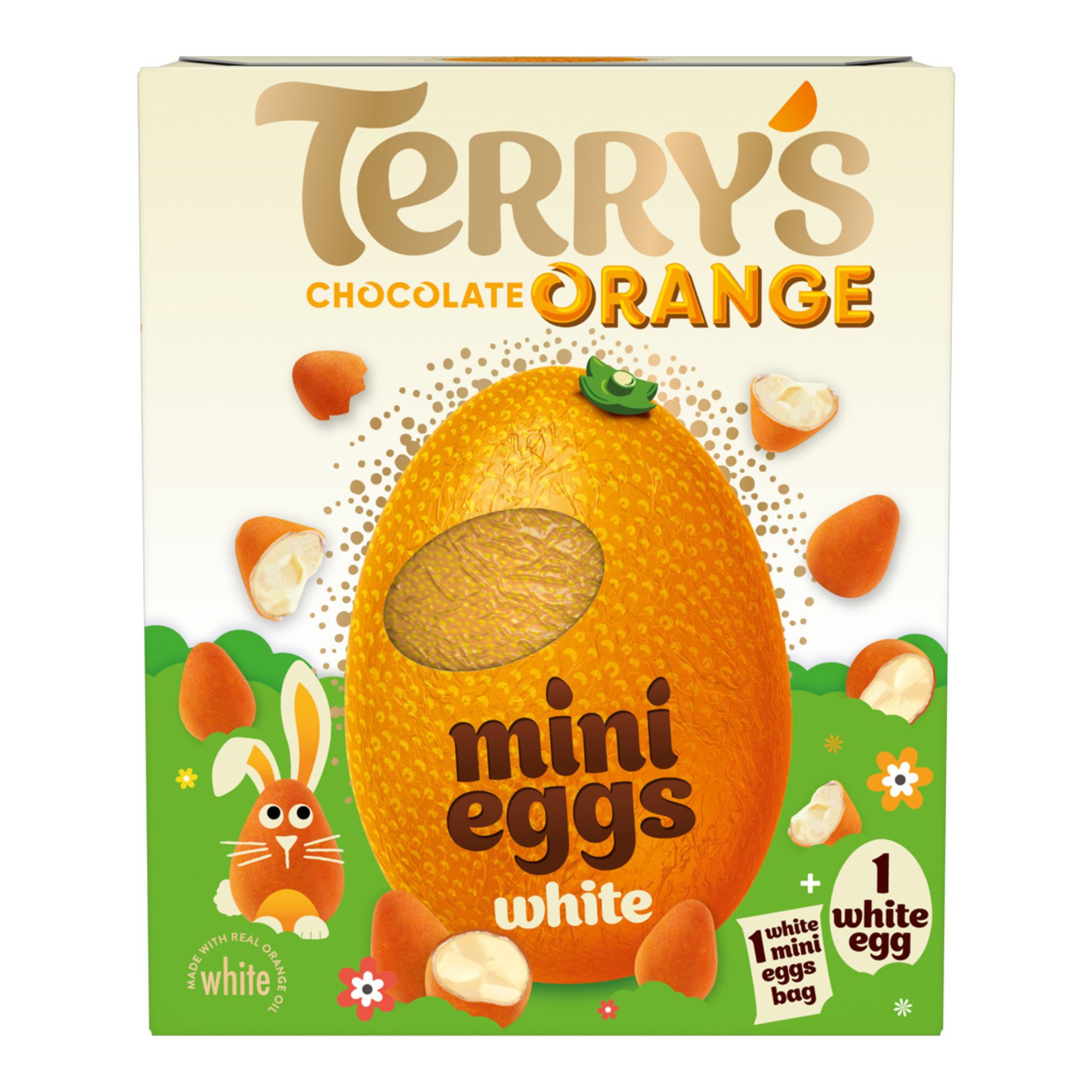 Terrys Chocolate Orange White Egg With Mini Eggs 158g pack shot
