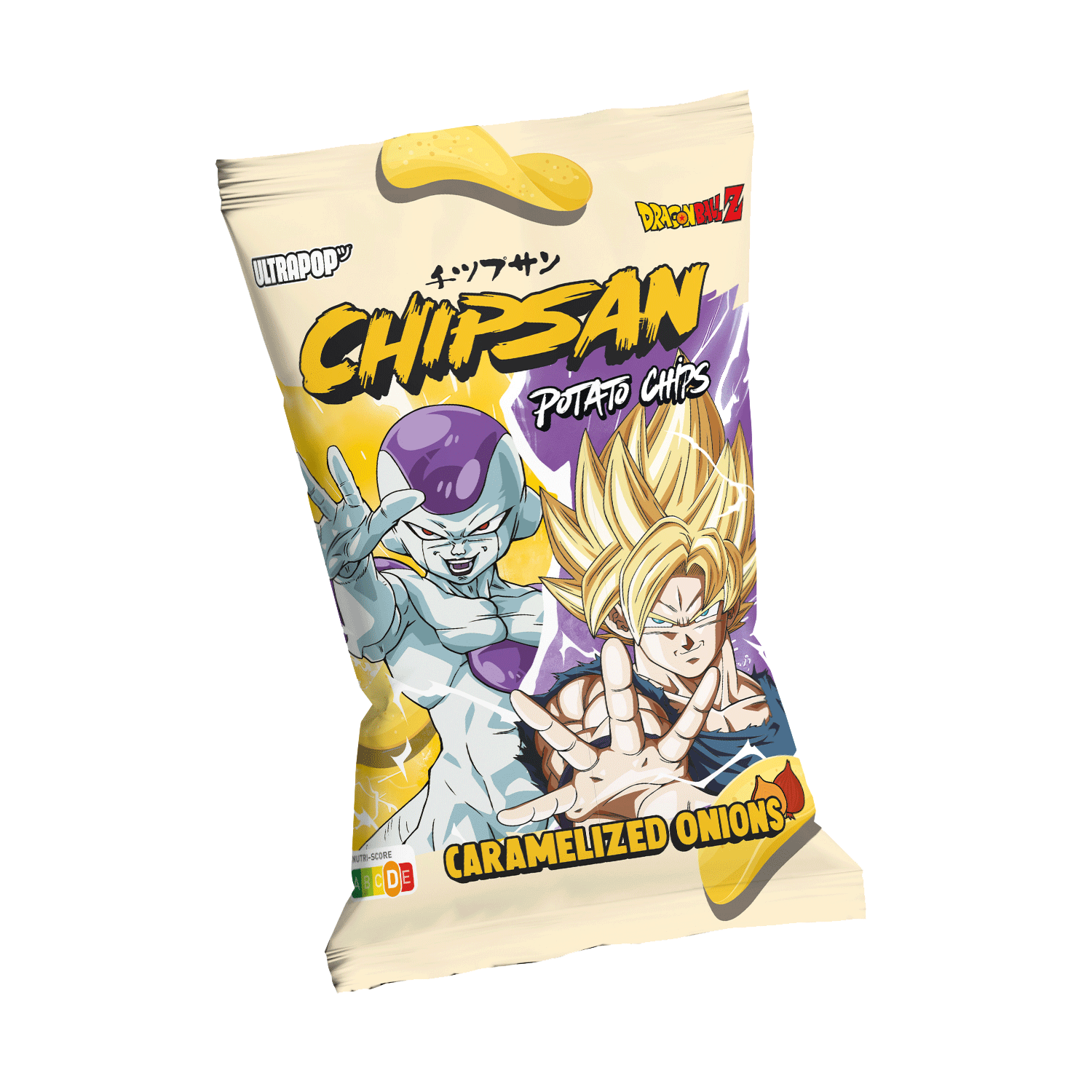 Chipsan Potato Chips Goku vs Freezer Caramelized Onions 110g pack shot