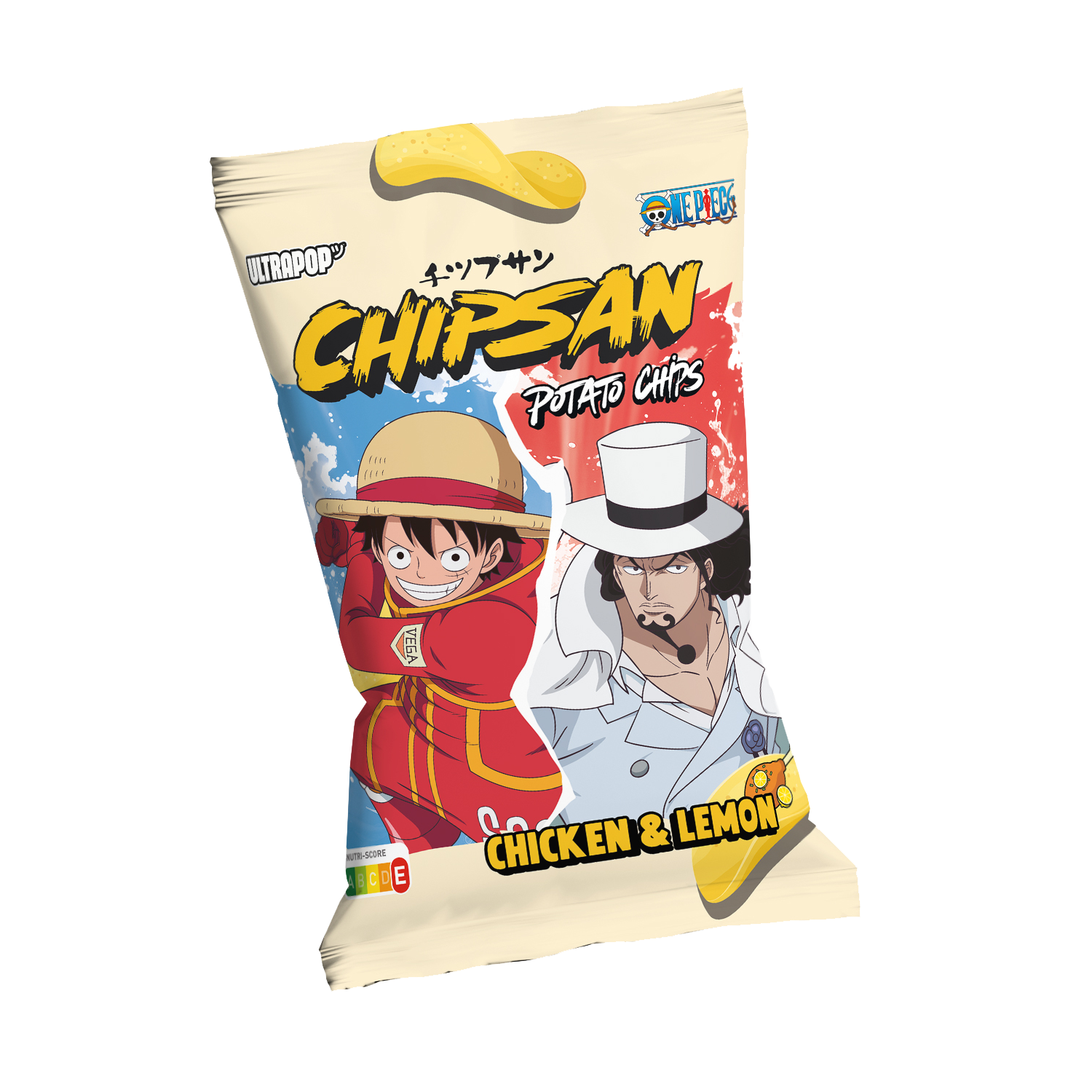 Chipsan One Piece Chips Luffy vs Lucci Chicken & Lemon 110g pack shot