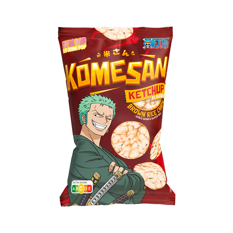Ultra Pop One Piece Zoro Komesan Ketchup Brown Rice Chips 60g pack shot