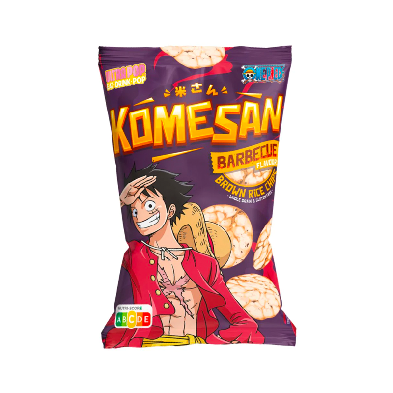 Ultra Pop One Piece Luffy Komesan Barbecue Brown Rice Chips 60g pack shot