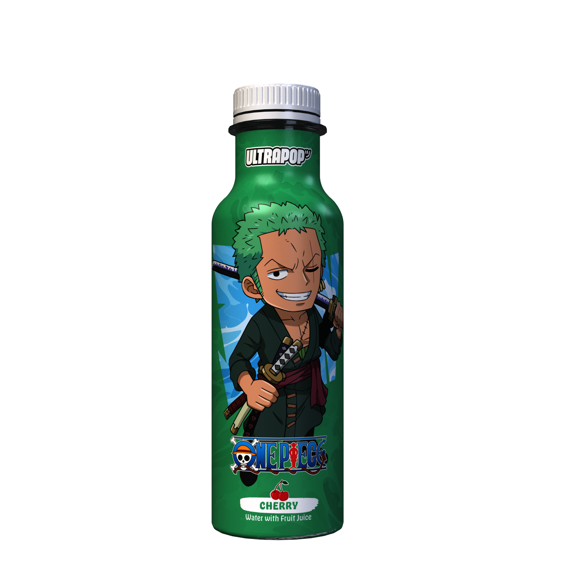 Ultra Pop Soda Bottle One Piece Zoro Cherry 330ml pack shot
