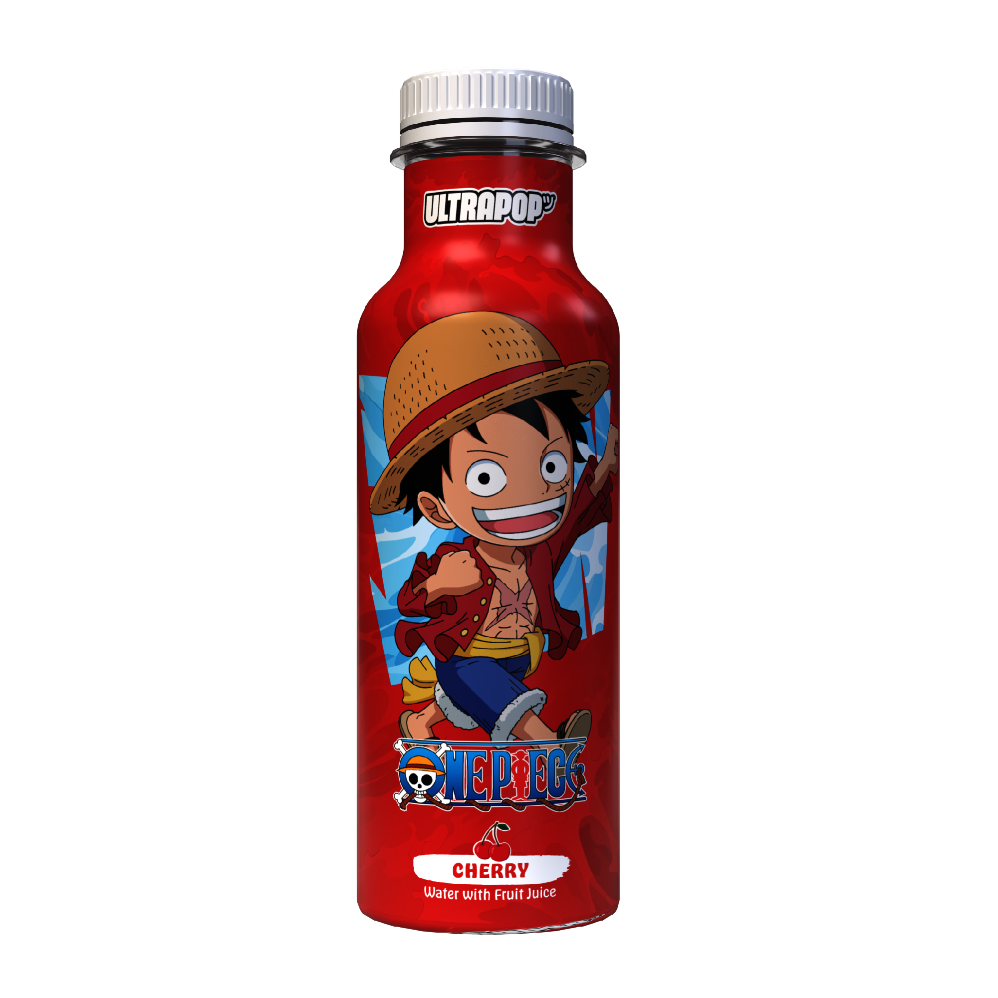 Ultra Pop Soda Bottle One Piece Luffy Cherry 330ml pack shot