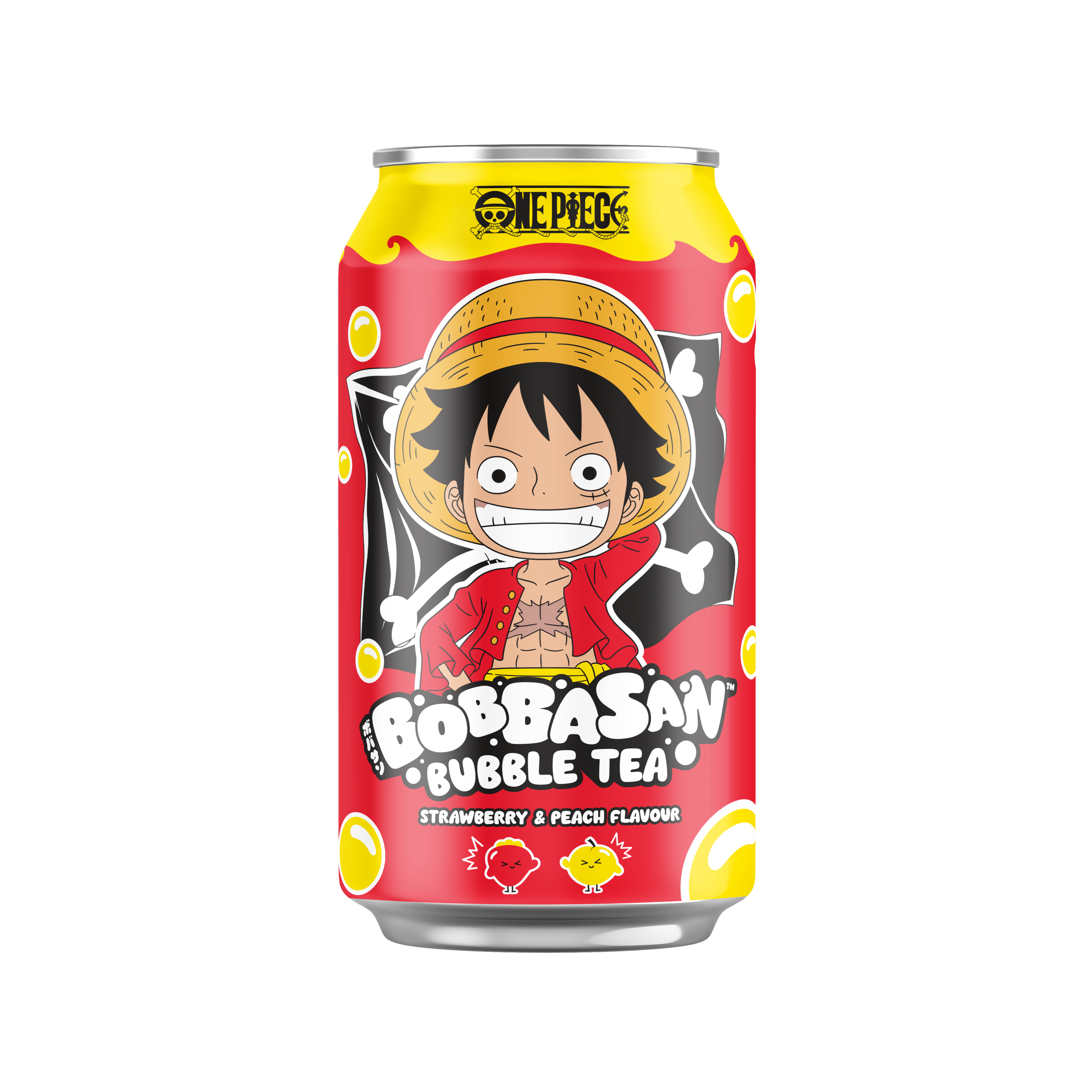 Bobbasan Bubble Tea Luffy Strawberry & Peach 330ml pack shot