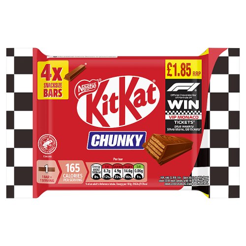 KitKat Chunky Milk 4pk PM £1.85 (4 x 32g) 128g pack shot