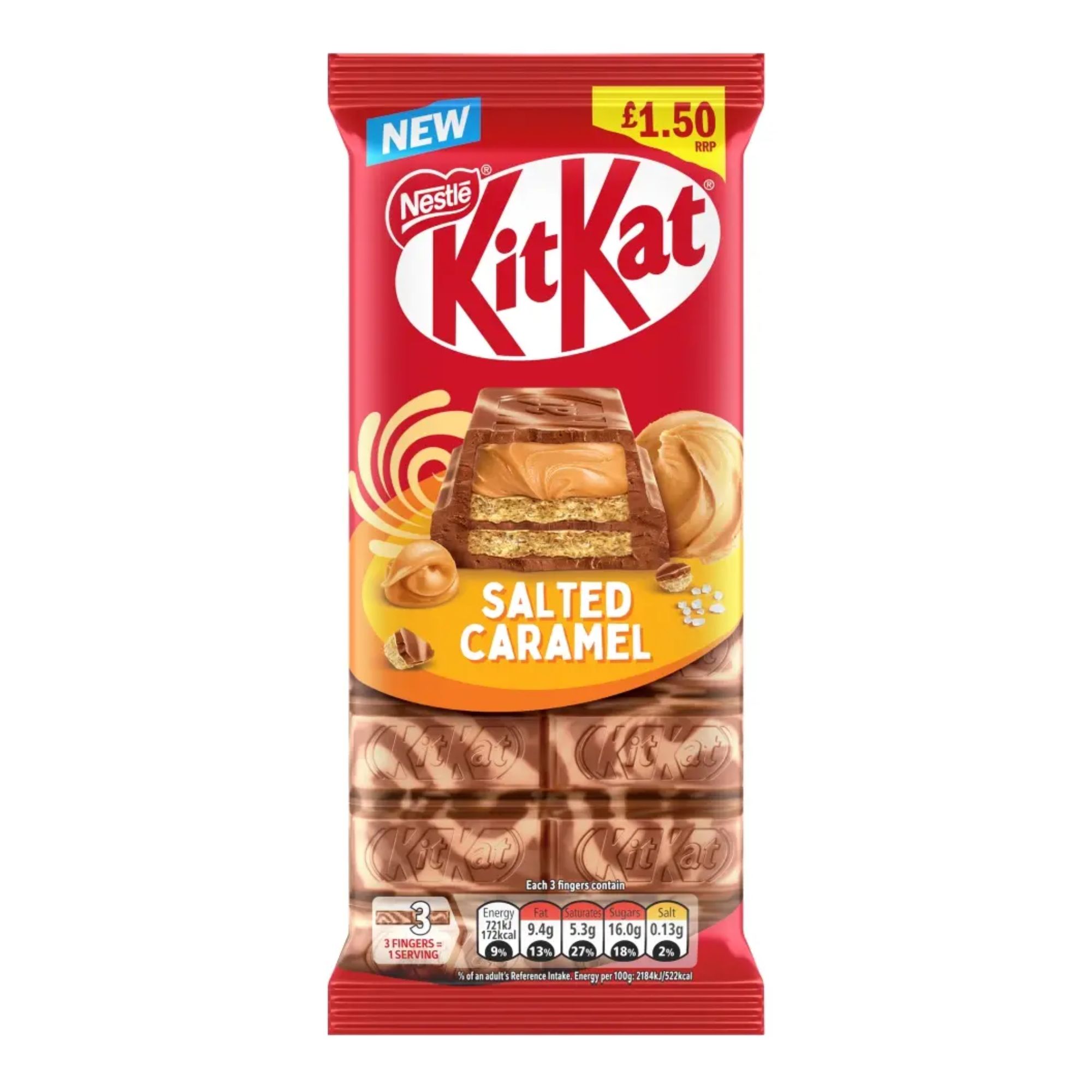 KitKat Sharing Salted Caramel Sharing Block PM £1.50 99g pack shot