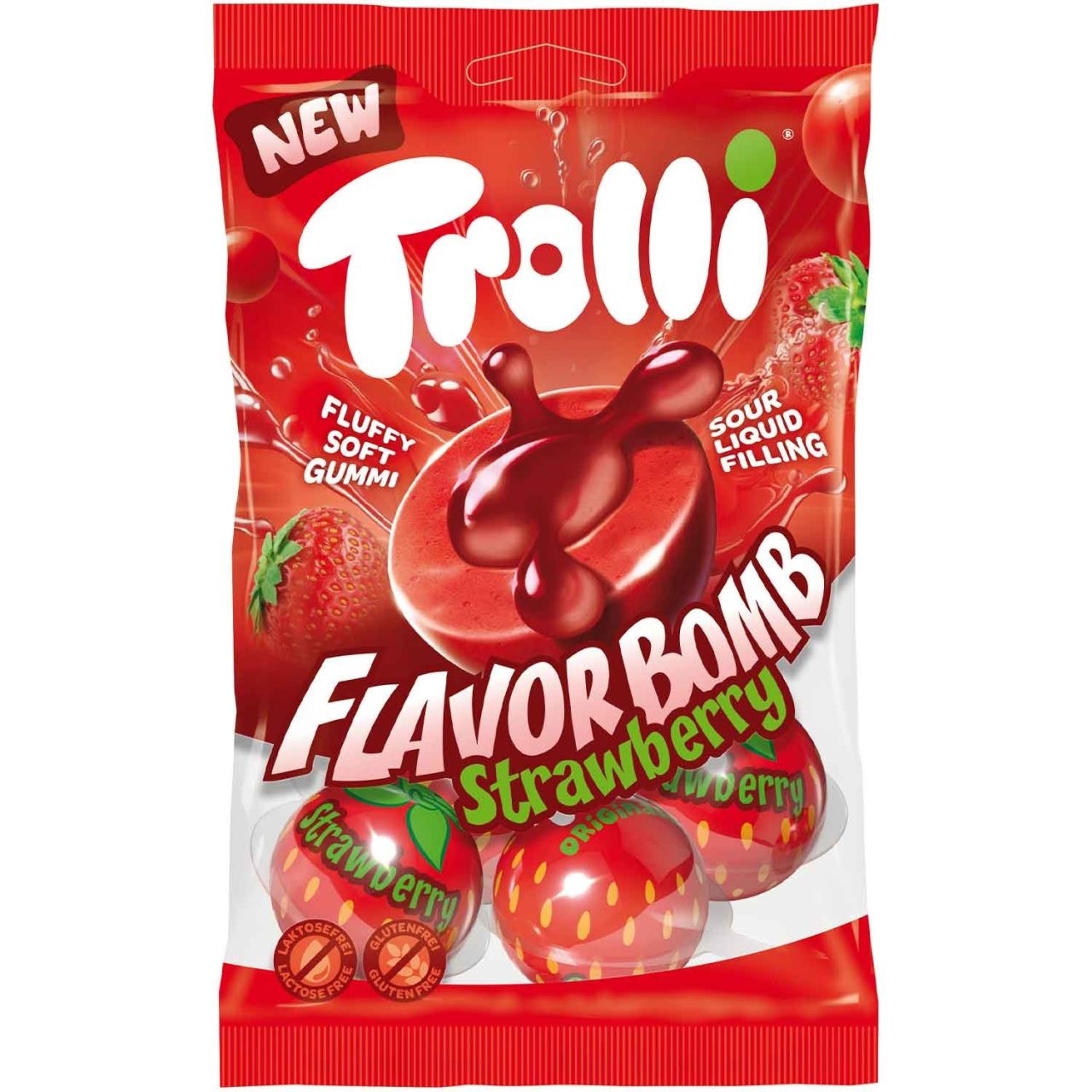 Trolli Flavorbomb Strawberry Bag 75g pack shot