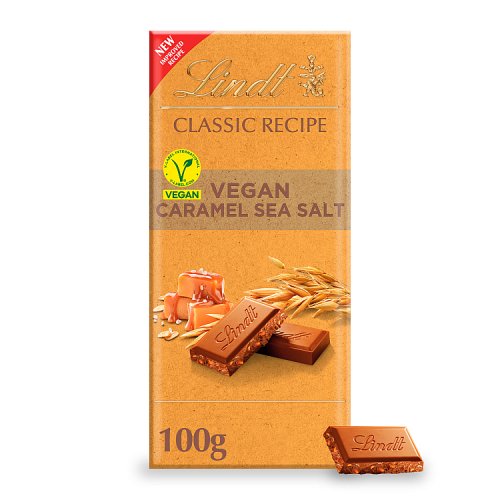 Lindt Classic Vegan Recipe Salted Caramel 100g pack shot