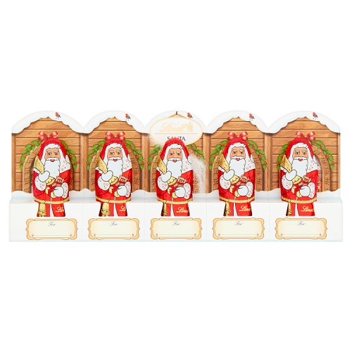 Lindt Santa 5pk 50g pack shot