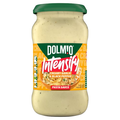 Dolmio Intensify Creamy Garlic & Black Pepper Sauce 390g pack shot
