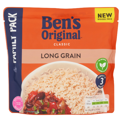 Bens Long Grain Rth Rice Family Pack 450g pack shot