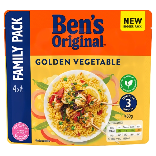 Bens Golden Veg Rth Rice Family Pack 450g pack shot