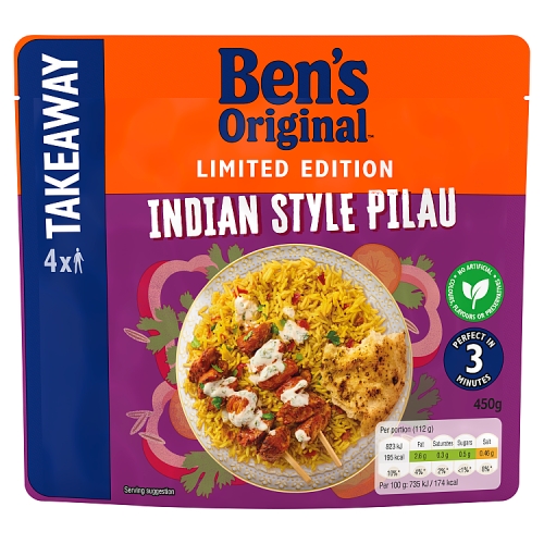 Bens Original Takeaway Indian Style Pilau Ltd 450g pack shot