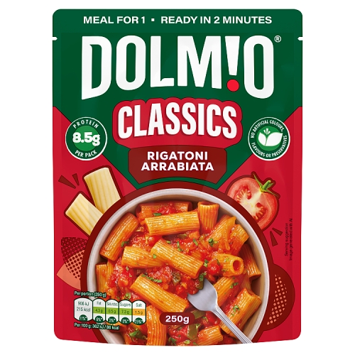 Dolmio Classics Arrabbita Rigatoni 250g pack shot