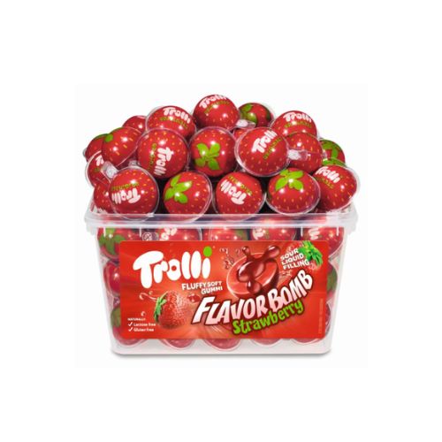 Trolli Flavorbomb Strawberry Tubs 60s pack shot