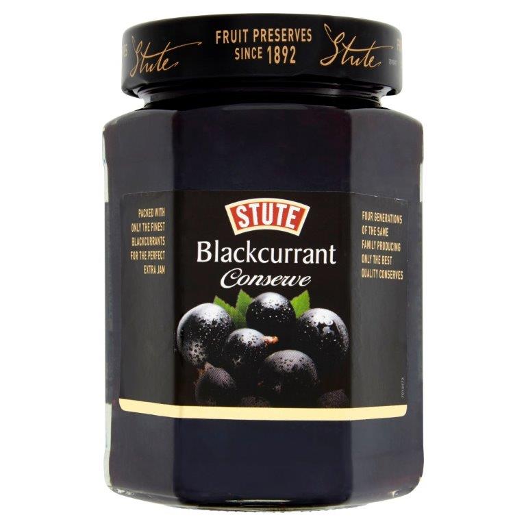 Stute Conserve Blackcurrant Extra Jam 340g pack shot