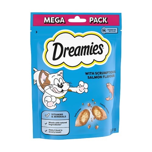 Dreamies Cat Treats & Salmon Flavour Mega Pack 200g pack shot
