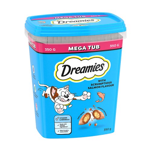 Dreamies Cat Treats With Salmon Flavour Megatub 350g pack shot