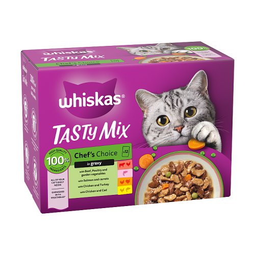 Whiskas Tasty Mix Chefs Choice In Gravy 12 x 85g pack shot