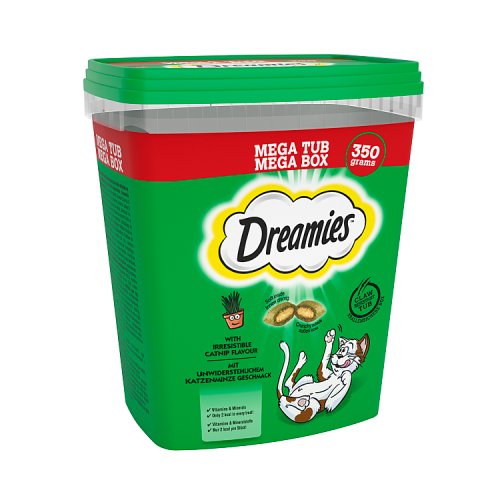 Dreamies Cat Treats With Catnip Flavour Megatub 350g pack shot