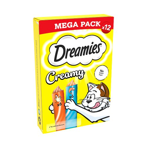 Dreamies Creamy Snack & Chicken & Salmon (12 x 10g) pack shot