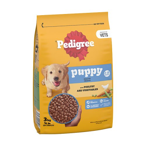 Pedigree Puppy Medium Dog Complete Dry With Poultry & Vegatables 3kg pack shot