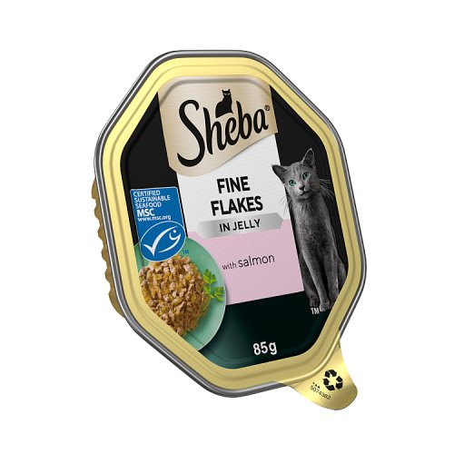 Sheba Fine Flakes Cat Tray with Salmon in Jelly 85g pack shot