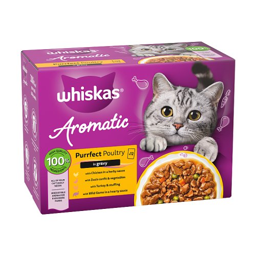 Whiskas 1+ Cat Pouches Aromatic Poultry In Gravy Purraside (12 x 85g) pack shot
