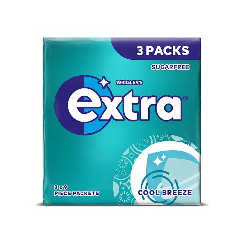 Extra 3pk Cool Breeze Sugar Free (3 x 9pcs) pack shot