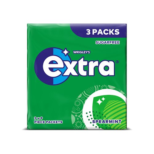 Extra 3pk Spearmint Sugar Free (3 x 9pcs) pack shot