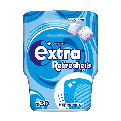 Extra Refreshers Peppermint Sugar Free Chewing Gum Bottle 30s pack shot