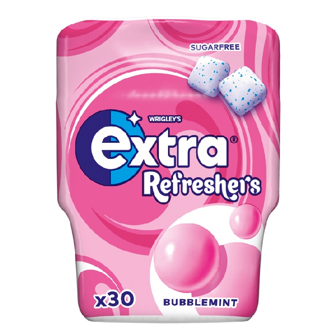 Extra Refreshers Bubblemint Bottle 30s pack shot