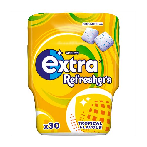 Extra Refreshers Tropical Sugar Free Gum Bottle 30s pack shot