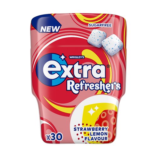 Extra Refreshers Strawberry Lemon Sugar Free Chewing Gum Bottle 30s pack shot