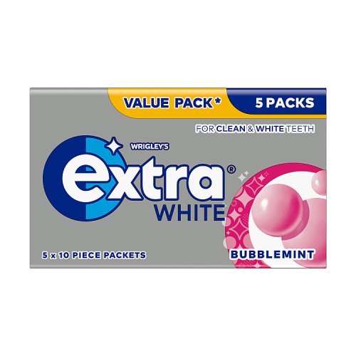 Extra Bubblemint Sugar Free Chewing Gum 5pk (5 x 10s) pack shot